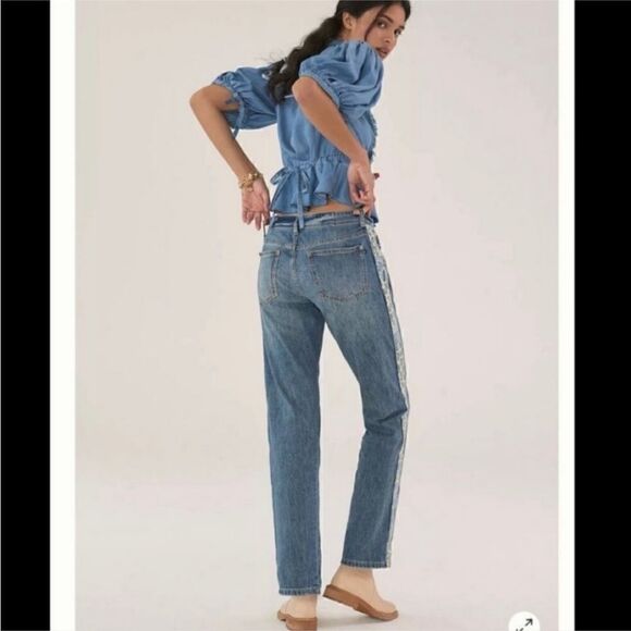 Anthropologie Pilcro Distressed Animal Print Boyfriend Jeans size 28 - Picture 6 of 7